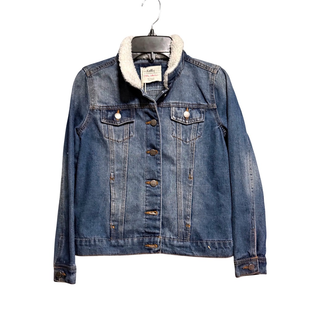 Kelly by 26 International Girls Blue Denim Jacket Sherpa Collar Size 10/12 M NWT